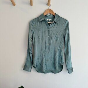 *NWT Madewell Women's Darted Button Up Shirt in Satin Pale Eucalyptus, Size 00